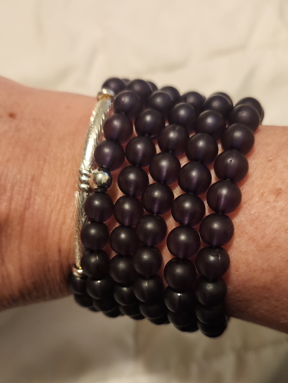 Jewelry Set Black Beaded with Silver Accents - Picture 1 of 5